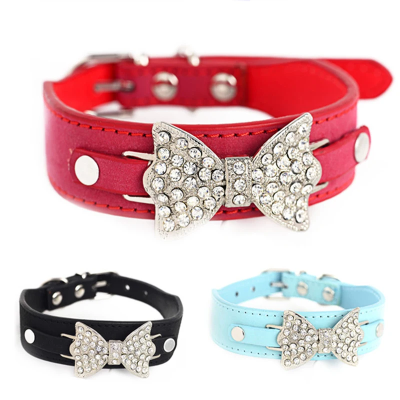 

PipiFren Cats Collars Dogs Rhinestone Bow For Pet Necklace Accessories Collar Cat Supplies collier chat animaux halsband kat