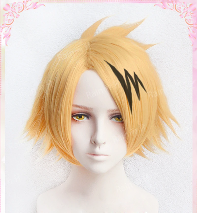Comprar Pelucas de alta calidad Kaminari Denki mi héroe de la escuela resistente al calor pelo sintético Cosplay disfraz peluca + gorra de peluca