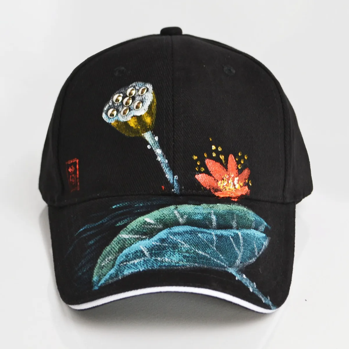 Hot Sale High Quality Seedpod Embroidery Adjustable Lotus Peaked Cap