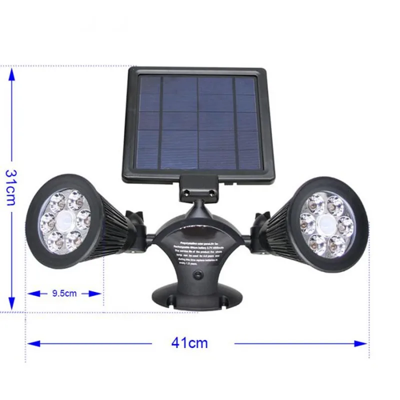 12LED солнечный светильник датчик движения свет безопасности Dual-Head Открытый Прожекторы для гаража Сад Двор крыльцо подъездных дорожек вращающийся Водонепроницаемый