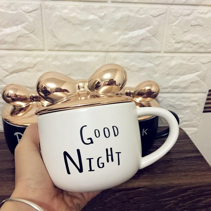 2018 Valentine's Day Coffee Mugs Tea Cup Ceramic Cup With Bowknot Lid