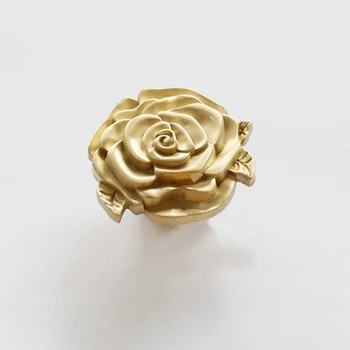 

Retro Bronze Handmade Cabinet Pull-button DIY Golden shabby chic Rose Drawer pulls Nordic Metal Golden kitchen cabinet handles