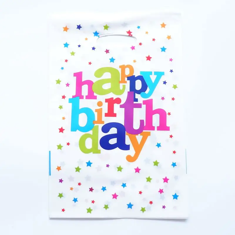 

10pcs/lot Happy Birthday Theme Party Gift Bag Party Decoration Plastic Candy Bag Loot Bag For Kids Birthday Festival Supplies