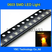 200 шт/партия Желтый цвет 0603 светодиодный SMD ультра яркий диод