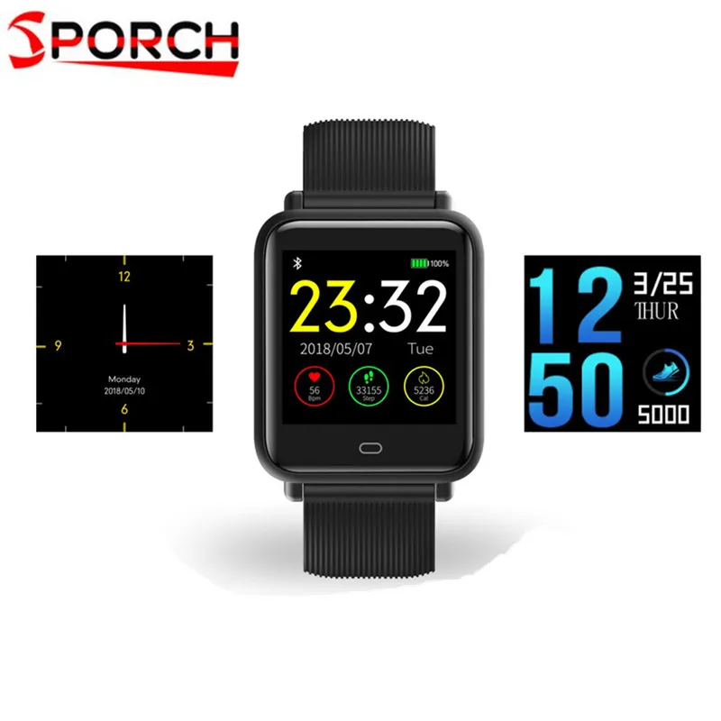 

Q9 Colorful Screen Waterproof Sports Smart Watch for Android / iOS with Heart Rate Monitor Blood Pressure Functions smartwatch