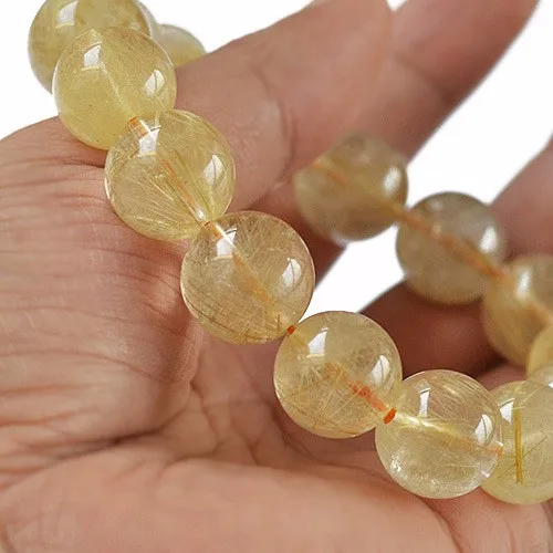 Высокое качество 6/8/10 мм золотые браслеты с бусинами из кристаллов браслеты Натуральный камень рутиловый кварц Браслеты эластичные браслет Для мужчин