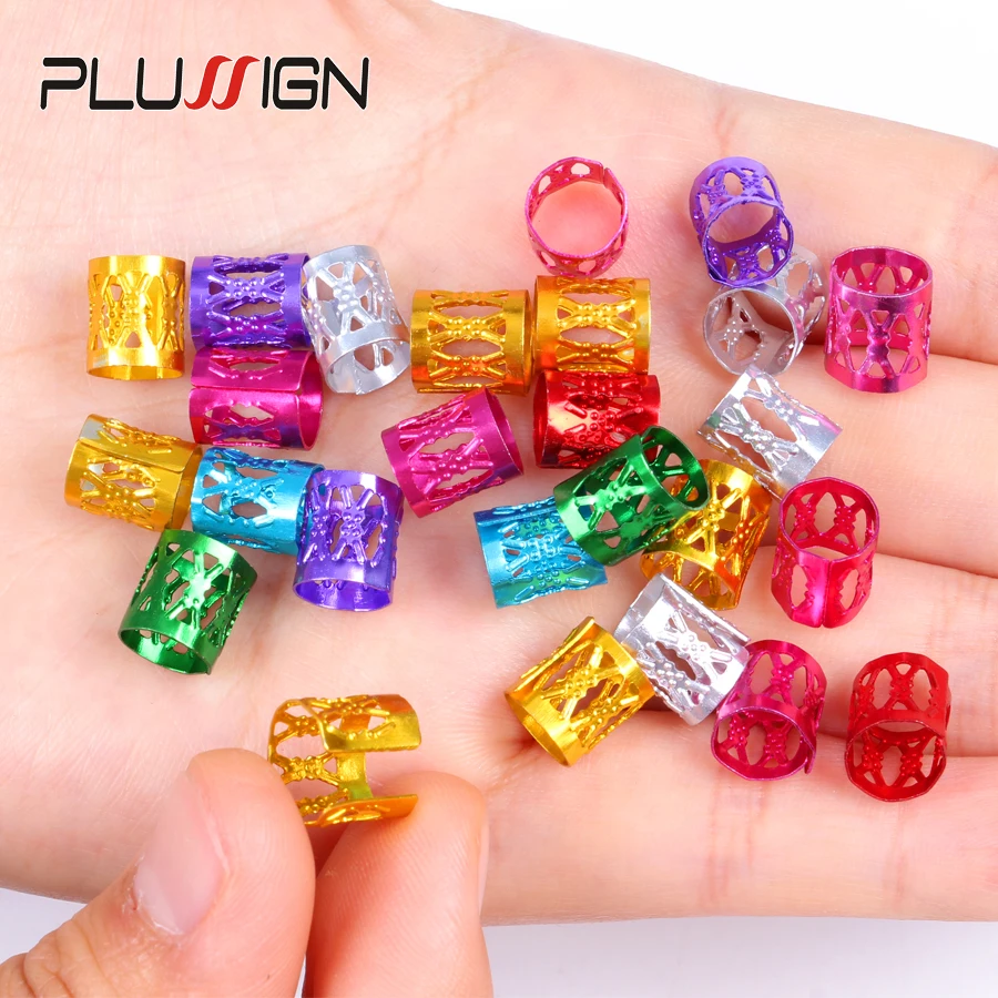 50-100 Pcs Dreadlock Beads Metal Hair Clips Accessories For Dreadlocks 7 Colorful Adjustable Hair Bead Golden Silver Hair Rings