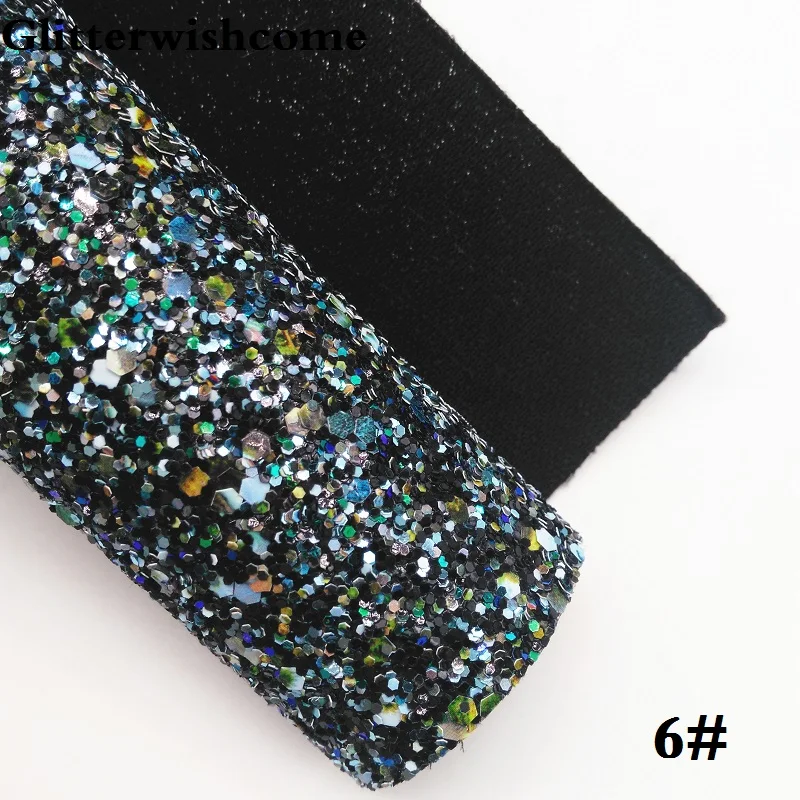 Glitterwishcome 21X29 см мини рулон синтетическая кожа, смешанные цвета массивный блеск, кожа ткань винил для бантов, GM057A - Цвет: 6