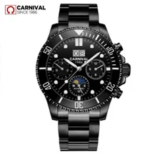 Moon phase luxury Automatic Mechanical watch men full steel waterproof Men Watches Clock reloj hombre erkek kol saati montre2019 top sales silver steampunk skeleton automatic mechanical pocket watch with chain erkek kol saati watches men unisex gifts clock