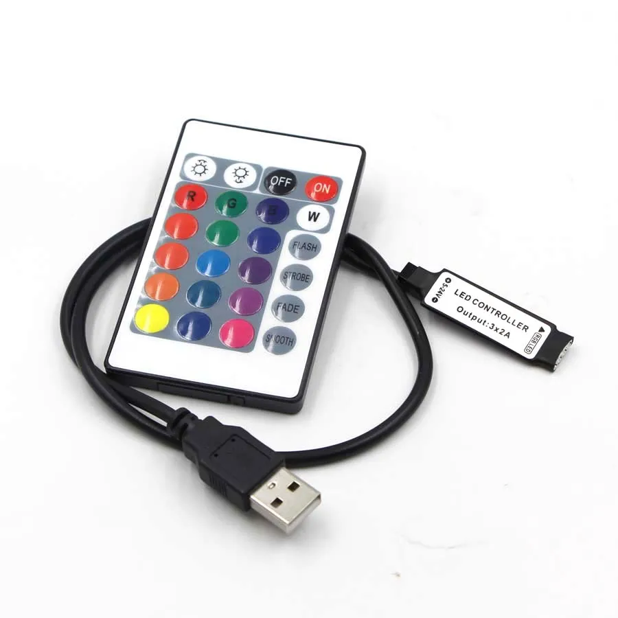 USB RGB контроллер 5V 12V 24-кнопочный ИК-пульт дистанционного управления выключатели