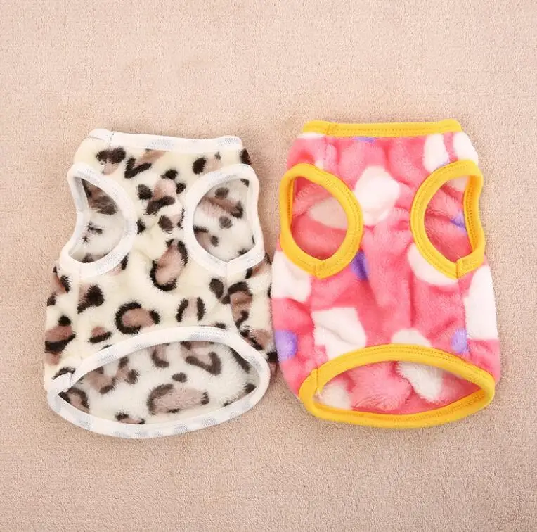 Cute Pet Coat Dog Winter Warm Clothes velvet Puppy Cat Sweater Leopard Print Soft Pet Coat Jacket Small Medium Dog Outfit