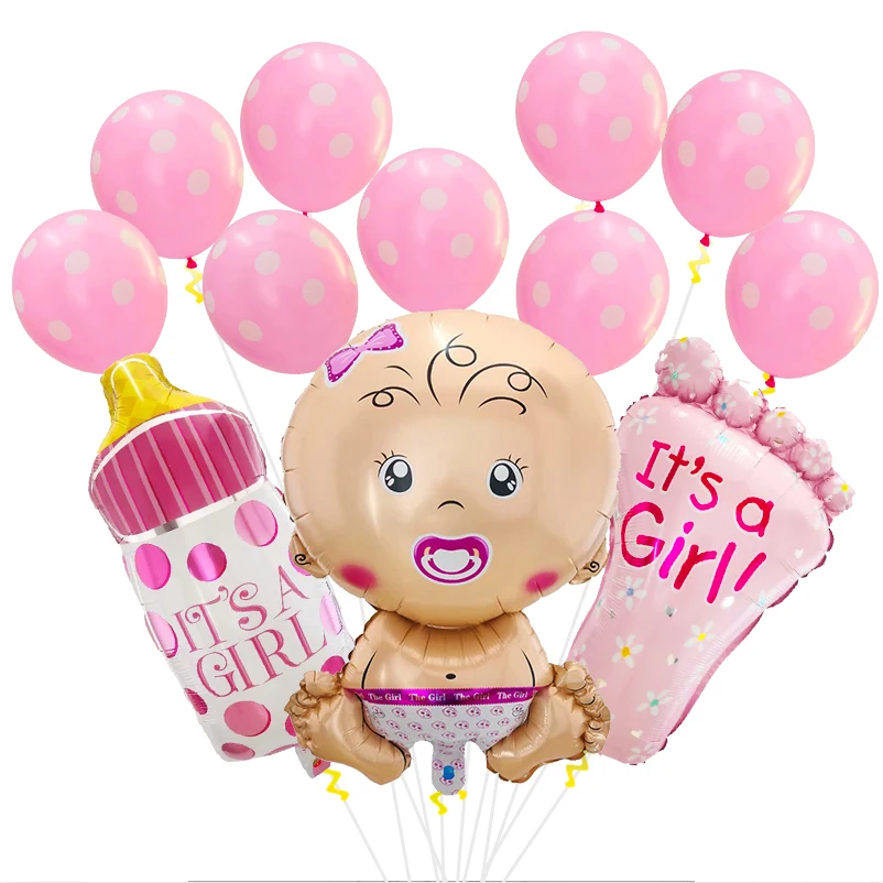 

1 Set Baby Shower Birthday Party Large Nipple Baby Bottle Feet Balloon Helium Globos 12Inch It's A Boy/Girl Latex Decor Supplies