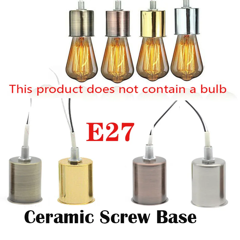 E27 for LED Light Bulb Chrome/Gold/Bronze/Red Bronze Ceramic Screw Base Adapter Decor Lamp Socket  Ceramic Holder Pendant Round