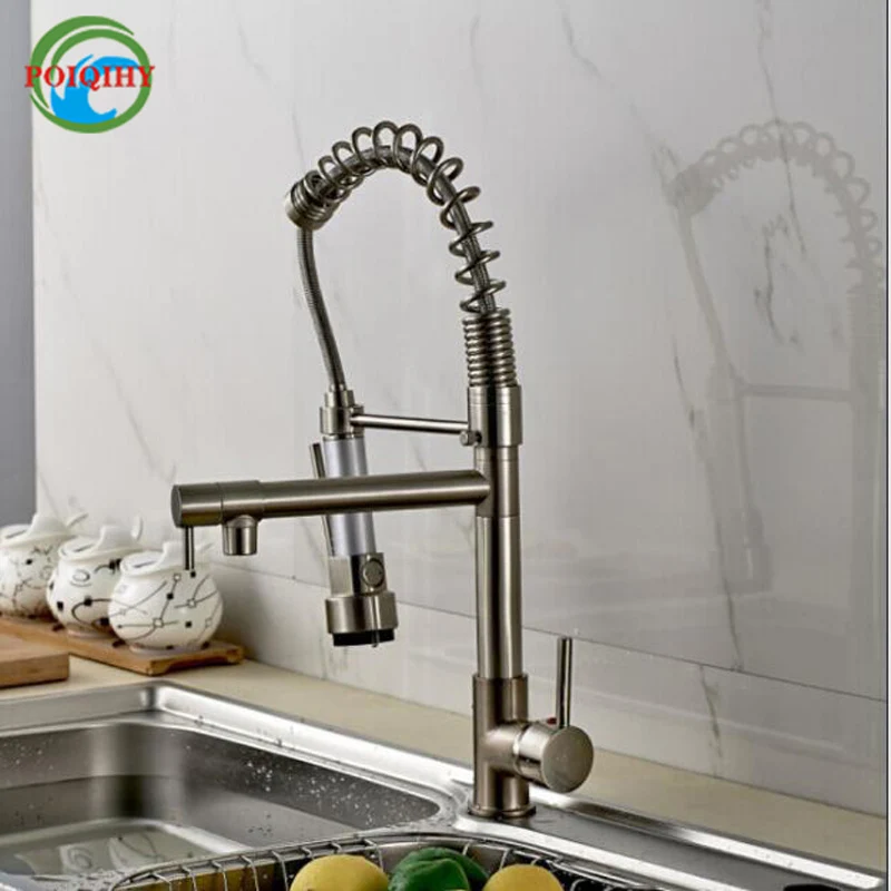 

Dual Sprayer Spring Promotion Good Quality Kitchen Faucet Mixer Taps Brushed Nickel Kitchen Sink Faucet