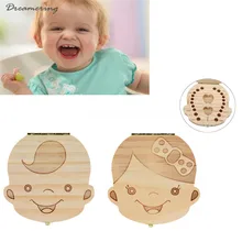 Spanish Tooth Box organizer for baby Milk teeth Save Wood storage box for kids Boy&Girl drop shipping,F 22