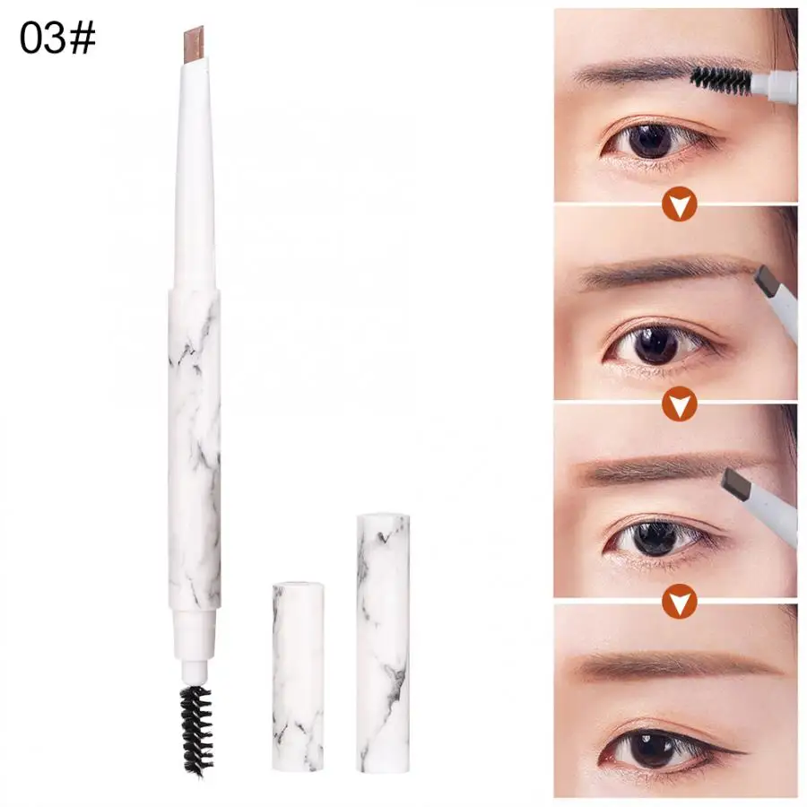 0.3g Double Head Eyebrow Pen Brown Color Waterproof Sweatproof Eyebrow Pencil with Brush Makeup Cosmetic Tool
