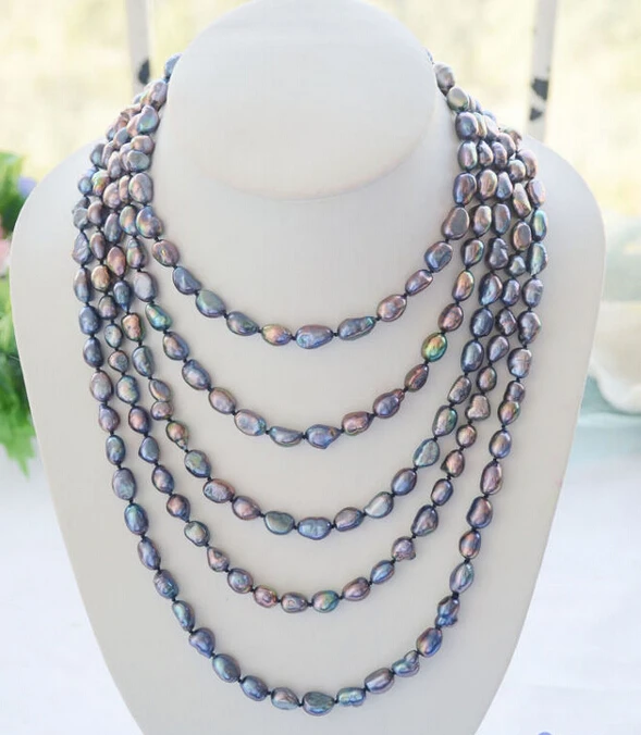 

P4625 100" 11mm NATURE peacock black baroque freshwater pearl necklace^^^@^Noble style Natural Fine jewe SHIPPING (C0309)
