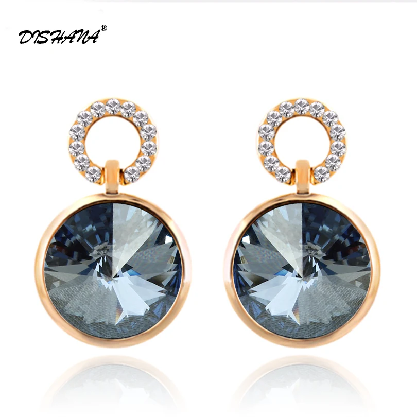 

crystal Austria Rhinestone gold-color drop earrings vintage Luxurious crystals woman gift Earrings E0192