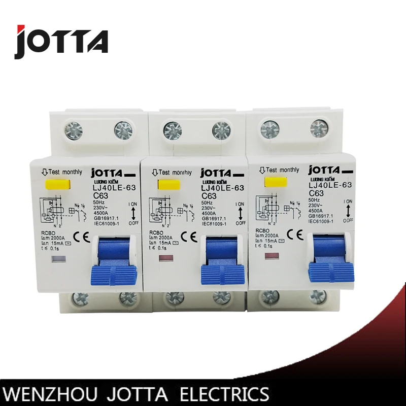 

DPNL 1P+N 63A 230V~ 50HZ/60HZ Residual current Circuit breaker with over current and Leakage protection RCBO