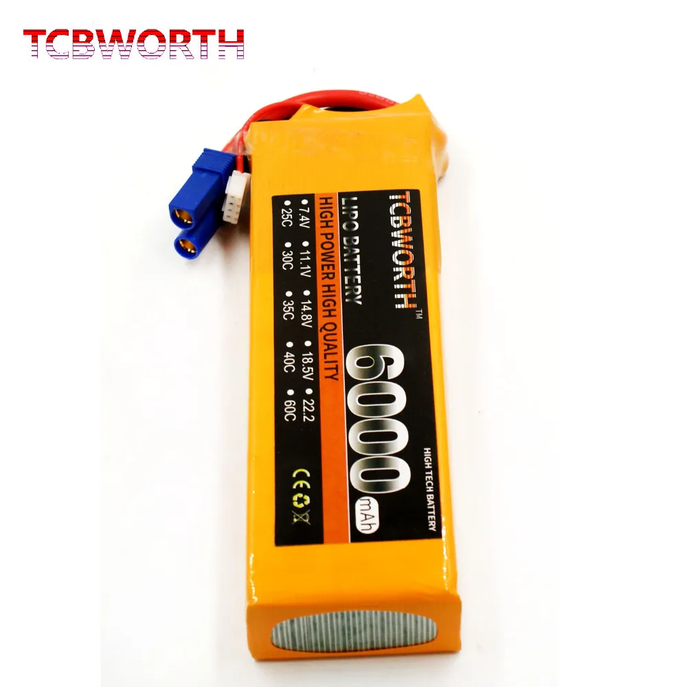 TCBWORTH RC LiPo battery 2S 7.4V 6000mAh 25C For Quadrotor