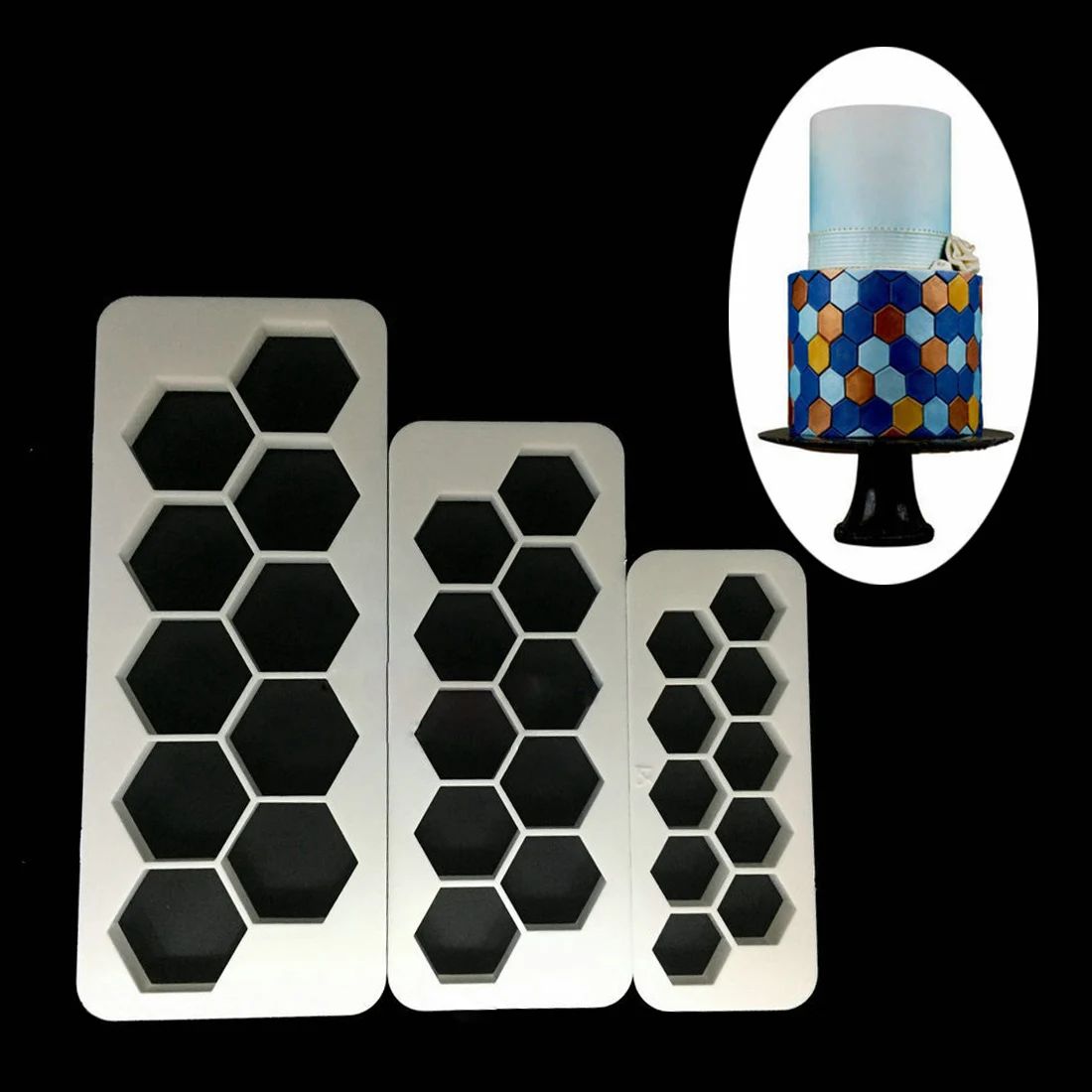 

3Pcs/Set Geometry Fondant Cookie Cutter Cake Mold Fondant Mold Fondant Cake Decorating Tools Baking