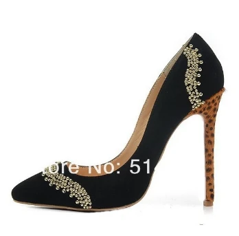 

Unique deisgner wholesale women leopard high heel shoes gladiator suede leather pointed toe pumps