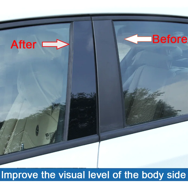 Car Window Center Pillar Sticker Trim External Decoration Film Car Accessories For Ford Fiesta/Focus 2009 10 11 12 13 14 15