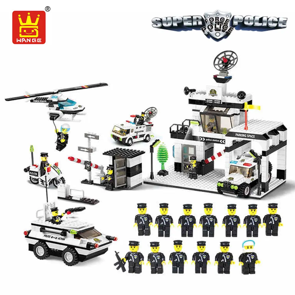 

WANGE City Police Station Building Blocks Enlighten Brick Police Figures Educational Toys Compatible Christmas Gifts Boy Kid DIY
