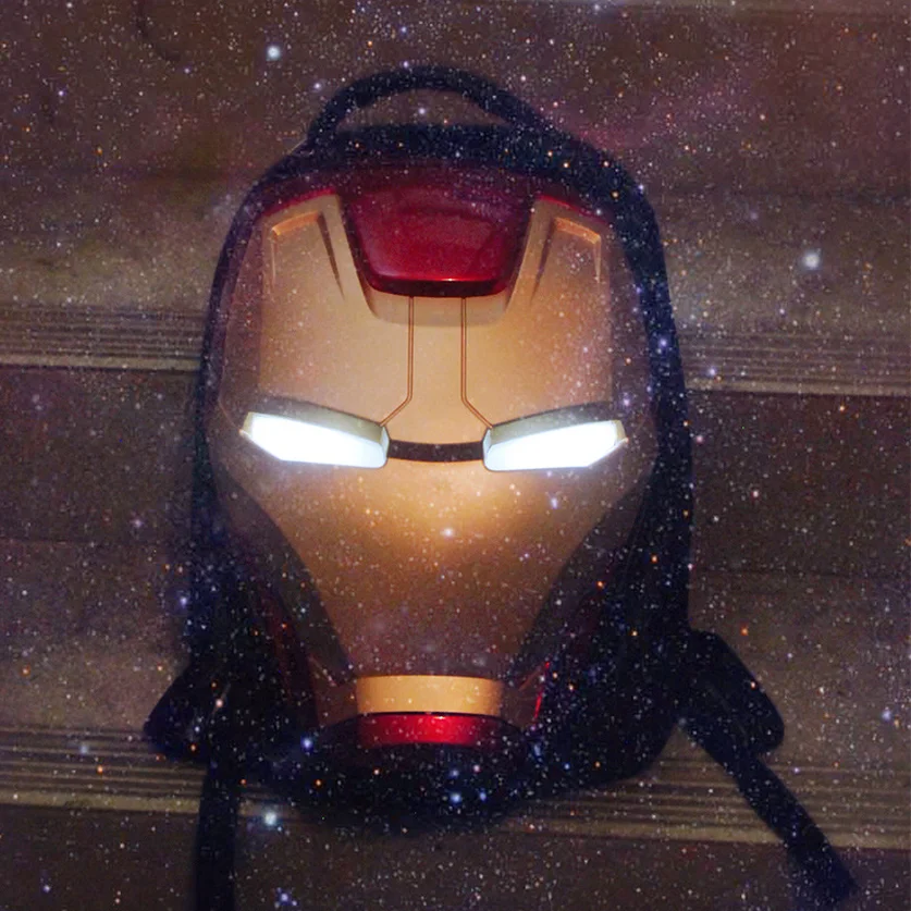 

3D Iron Man Eyes Glow Backpack The Avengers Backpacks Waterproof Men Women Bag Pack Luxury Designer School Bags Travel Backpack