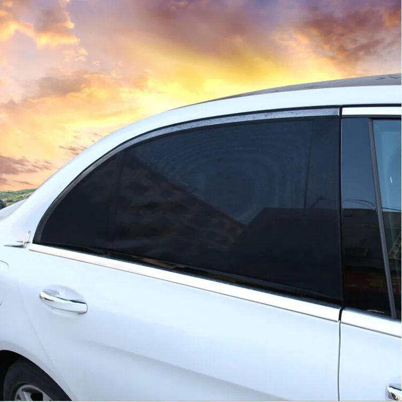 2PCS 50*40cm Adjustable Car Rear Window Sun Shade Black Mesh Solar