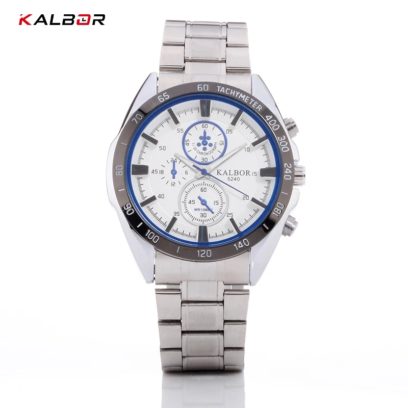 

KALBOR 2018 Brand watches for men stainless steel male Quartz Wrist watches Sport waterproof clock men's military Blue watch