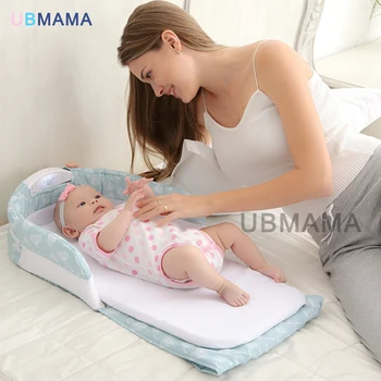 

High quality music Nightlight baby bed folding bed baby cradle portable folding bed can carry out safety
