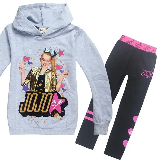 JOJO SIWA/комплект одежды, спортивные костюмы для девочек, толстовка+ Хлопковые Штаны, одежда для малышей, одежда для детей, 2 предмета Подростковая толстовка, костюм на День Благодарения - Цвет: color at picture