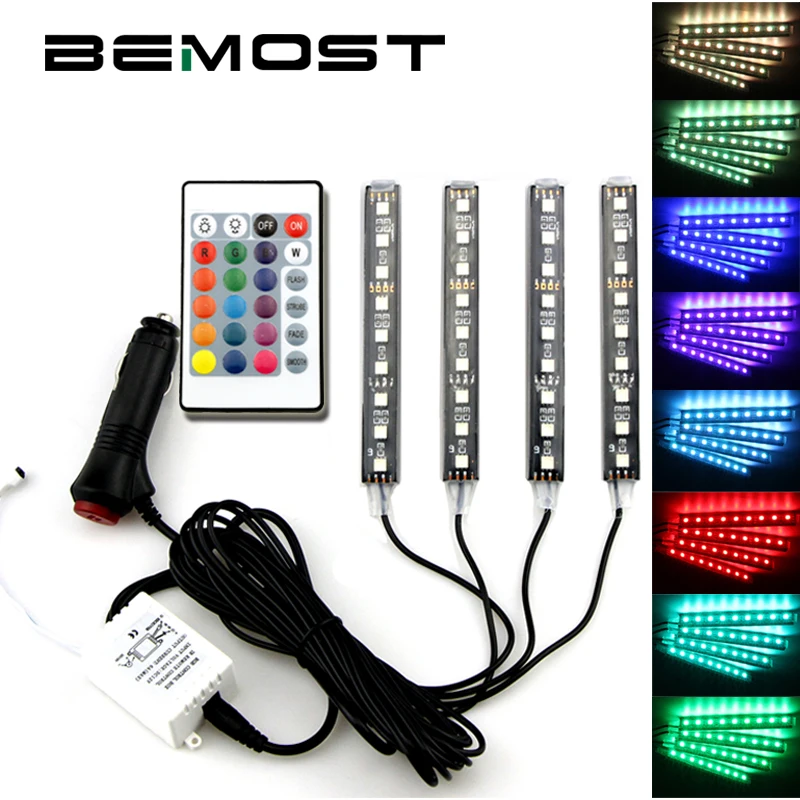 BEMOST Car DIY Interior RGB LED Strip Light LED Strip Lights Car Styling Decorative Remote