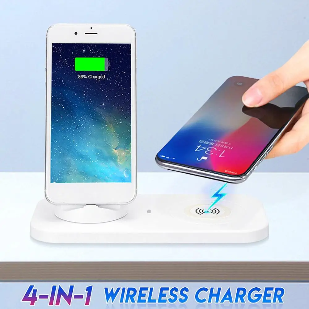 

4 in 1 Charging Dock Station For iPhone XS X Max 8 7 6S 6 Plus USB Type C Charging Stand Qi Wireless Charger For Samsung S9 S8