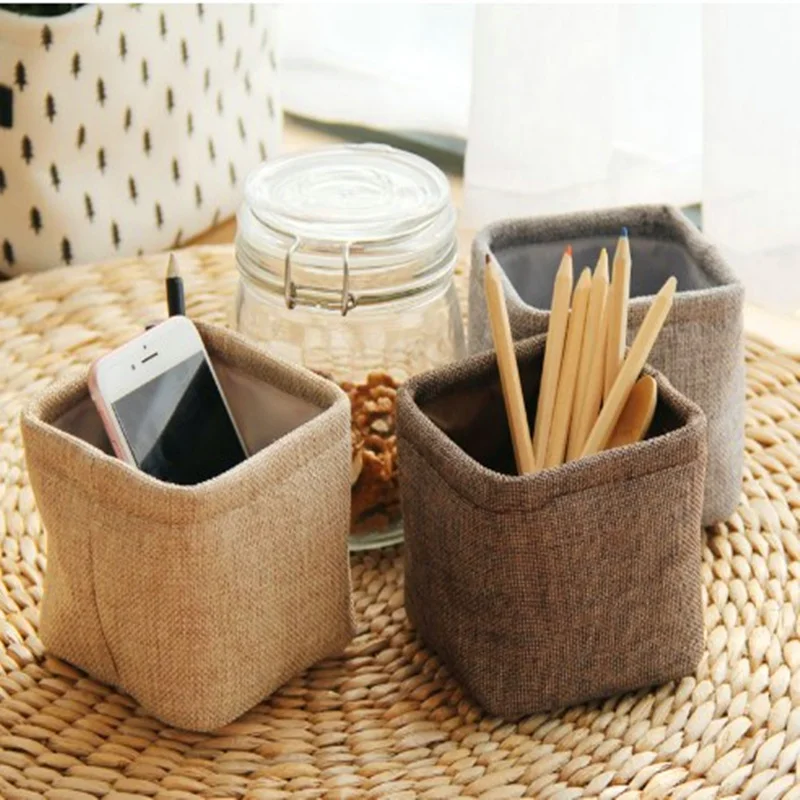 

1 pcs New Mini small desktop boxes cloth art brush pot Photo props Simple and lovely key box little pen holders