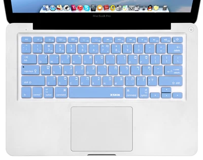 XSKN иврит силиконовая клавиатура кожи для Macbook Air Pro 13/15, синий Isreal клавиатура языка иврит чехол Apple Bluetooth - Цвет: US Blue