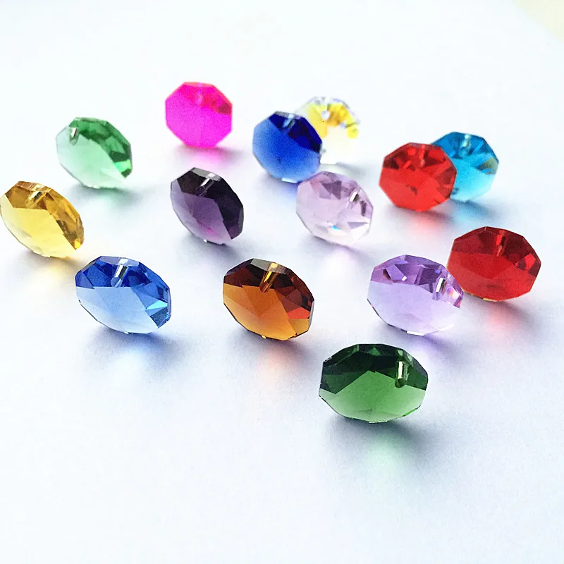 100 шт. восьмиугольные Хрустальные Бусины 1 отверстие детали для люстр аксессуары