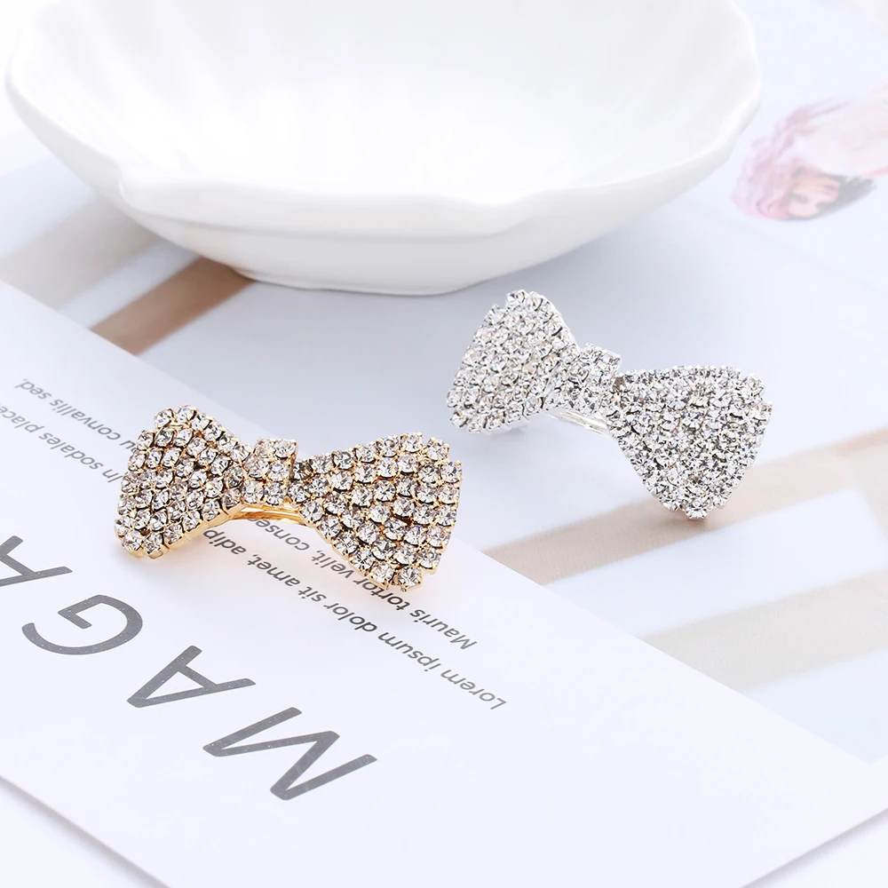 1PC Crystal Rhinestone Bowknot Barrette Hair Clip Clam Headwear Hairpin Women Girls Hair Barrettes Hair Styling Tool Accessories