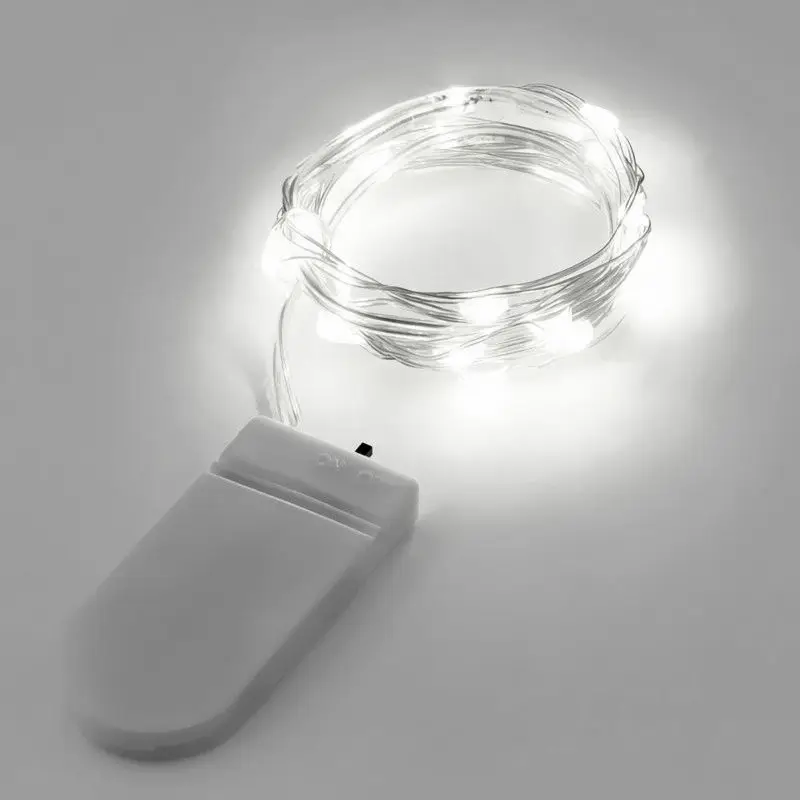Светодио дный светодиодные гирлянды сказочные огни 2 м 3 м 20 30 светодио дный LED s CR2032 батарея питание Серебряный провод водостойкие огни для