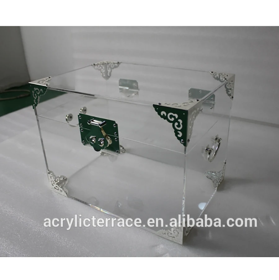 ONELUX Clear Acrylic Storage Chest ,Lucite Trunk Coffee Table- 2 color options for the metal decor