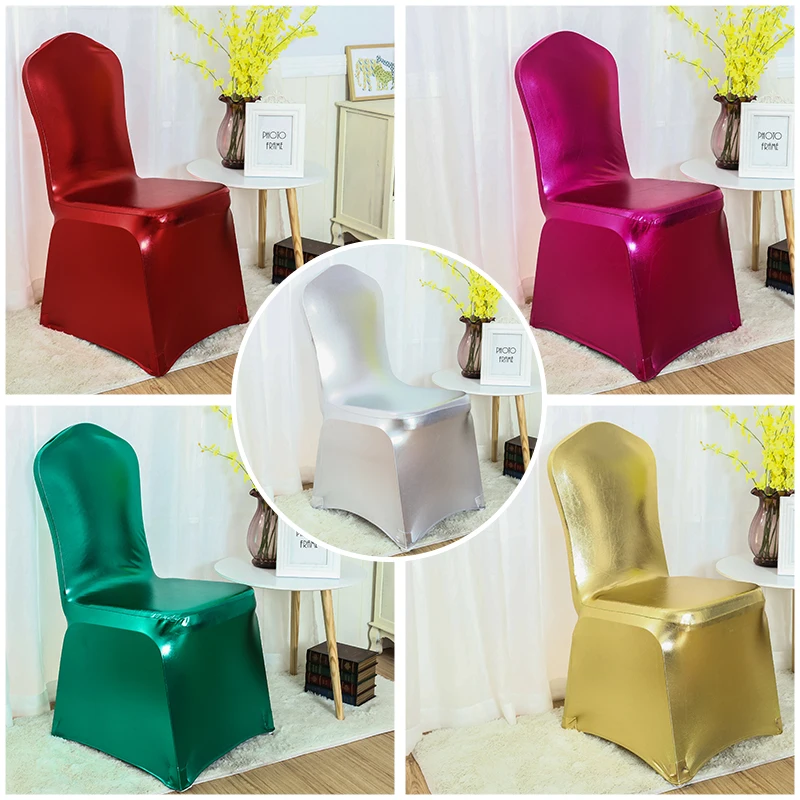 

Metallic gold silver spandex chair cover shiny bronze gold silver colour lycra chair covers wedding decoration wholesale