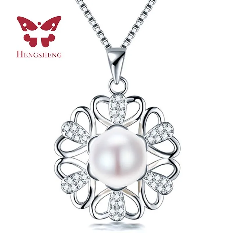 

HENGSHENG 2017 Fine Pearl Jewelry 11-12mm Big Natural Freshwater Pearl Pendants For Women,Zircon Necklace With Gift Box