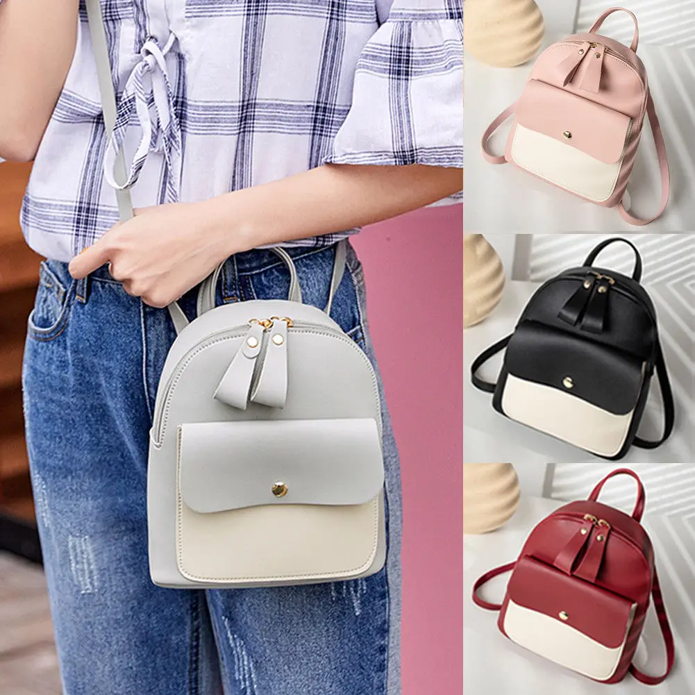 

Fashion Girls PU Leather Cute Small Travel Shoulder Crossbody Zipper Bag Travel College School Backpack