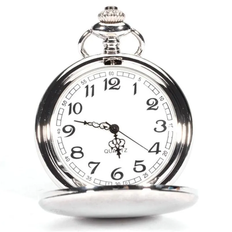 

Clock Men's Watches Smooth Stainless Steel Case White Dial Arabic Numbers Modern Pocket Watch Noble Unique Free Shipping Gift M4