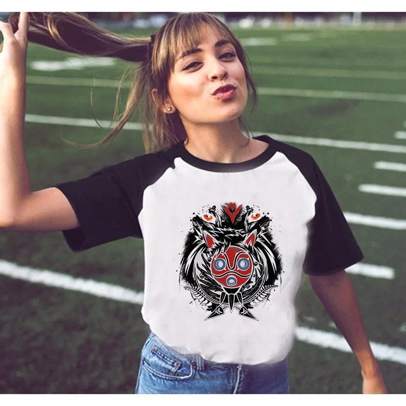 

Studio Ghibli T Shirt Women Spirited Away Mononoke Printed T-shirt Funny Cartoon Japanese Anime Tshirt Summer Top Tees Shirt