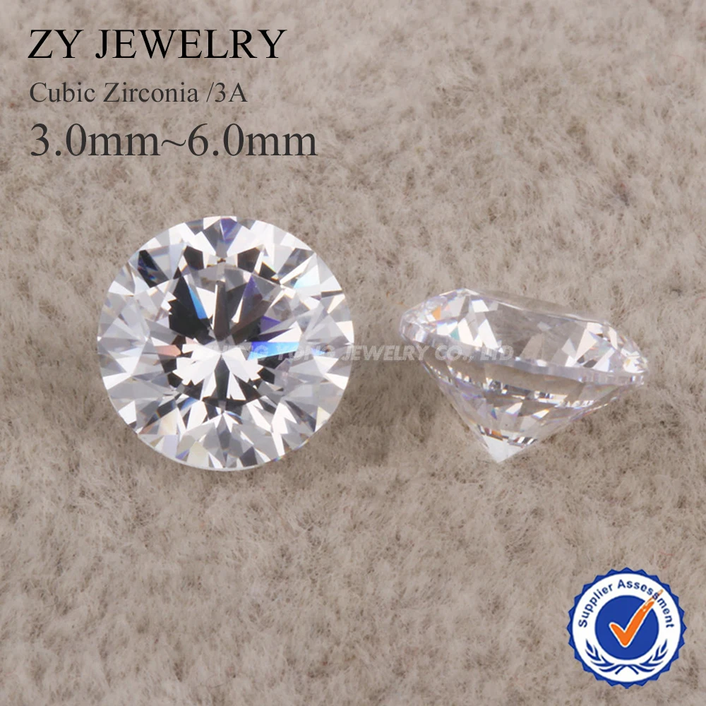 Buy 500pcs 3A 3.0 6.0mm White CZ Stones Round