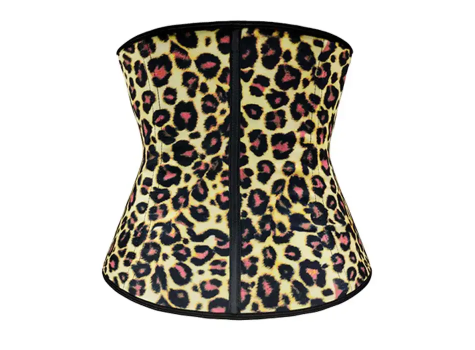 NB1055 01 Atbuty Leopard Waist Trainer Latex Waist Cincher Workout Steel Boned Corsets Body Shaper Girdles Slimming Underwear (7)