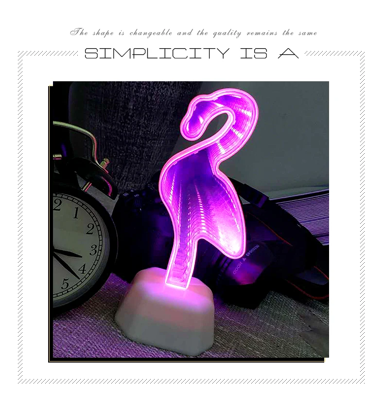 Mirror Night Lights 3D LED Tunnel Multicolor Bedroom Holiday Lighting Led Infinity Tunnel Night Lamp Creative Novelty Cute Heart (8)