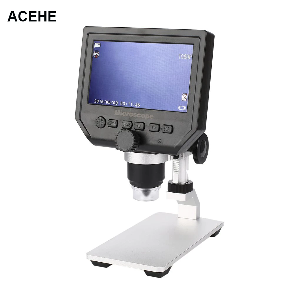 

ACEHE G600 Portable 1-600X Continuous Magnification 4.3" LCD Display 3.6MP Electronic Digital Microscope with Adjustable Stand